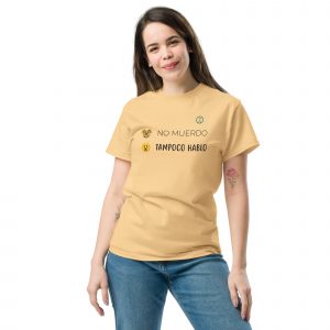 Camiseta "No muerdo, tampoco hablo" unisex